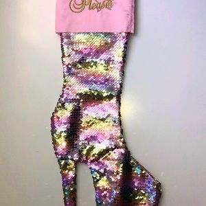 Christmas High Heel Pink sequin Stockings by Pleaser.